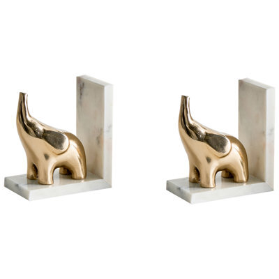 Beliani Set Of Bookends Kotezi Marble Gold - image 1