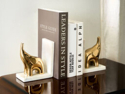 Beliani Set Of Bookends Kotezi Marble Gold - thumbnail 2