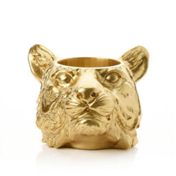Hestia Gold Finish Tiger Face Storage Vase