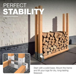 Gezu Impex Log Holder 62 X 83 mm Hot Dip Galvanised Outdoor Firewood Rack - thumbnail 5