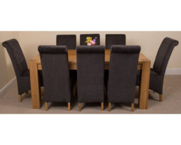 That's Furniture Kuba 180 X 90 Cm Chunky Oak Dining Table And 8 Chairs Dining Set With Montana Black Fabric Chairs - thumbnail 2
