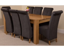 That's Furniture Kuba 180 X 90 Cm Chunky Oak Dining Table And 8 Chairs Dining Set With Montana Black Fabric Chairs - thumbnail 1