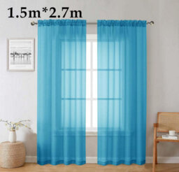 2Pcs Blue Sheer Curtains 270Cm Long 150Cm,gauzy Airy Light Filtering Curtain, Voile Home Decor Drapes With Dual Rod Pocket - thumbnail 2