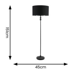 Valuelights Maggie Black Candlestick Floor Lamp With Black With Chrome Inner Lamp Shade - thumbnail 4