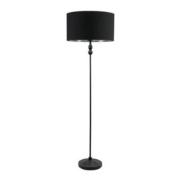 Valuelights Maggie Black Candlestick Floor Lamp With Black With Chrome Inner Lamp Shade - thumbnail 2