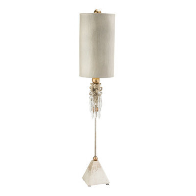 Elegant Pyramid-Shaped Table Lamp With Crystal Cluster And Putty Patina Finish For Modern Interiors - image 1