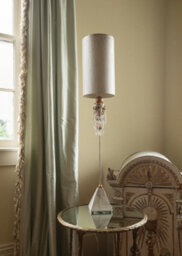 Elegant Pyramid-Shaped Table Lamp With Crystal Cluster And Putty Patina Finish For Modern Interiors - thumbnail 2