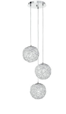 Luminosa Lighting Luminosa Astra 3 Light Cluster Pendant Ceiling Light Chrome, Crystals 32X22Cm