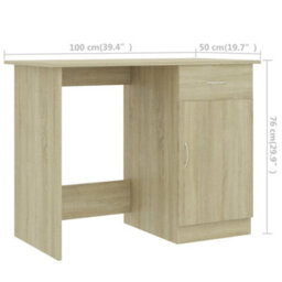Berkfield Desk Sonoma Oak 100X50X76 Cm Engineered Wood - thumbnail 9
