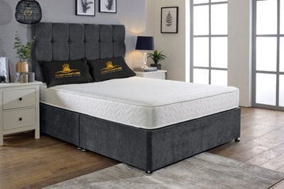 UKBEDFURNITURE Senator Steel Plush Divan Bed With 2 Foot End Drawers & 26 Inch Headboard - image 1