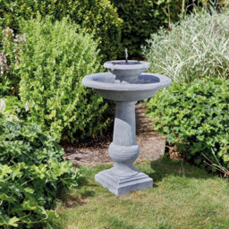 Chatsworth Solar Powered Bird Bath Fountain - Stone Effect Resin Outdoor Garden Cascading Water Feature - H78 X W53 X D53Cm - thumbnail 1