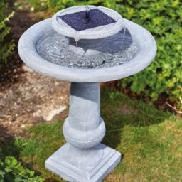 Chatsworth Solar Powered Bird Bath Fountain - Stone Effect Resin Outdoor Garden Cascading Water Feature - H78 X W53 X D53Cm - thumbnail 2