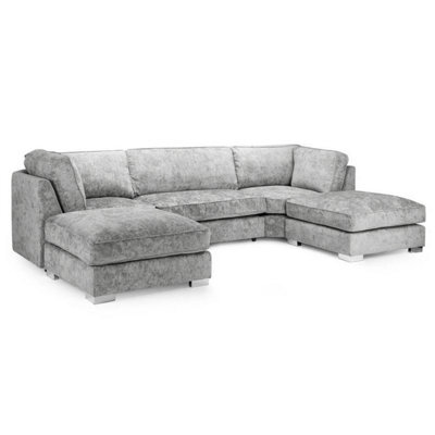 Furnishings For Less UK Bishop U-Shape Fabric 5 Seater Sofa Alaska Fabric Grey Full Back - 335Cm Long - image 1