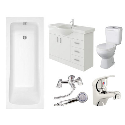 Veebath Sophia 1800mm Bath Vanity Unit, Toilet & Taps Bathroom Suite - image 1