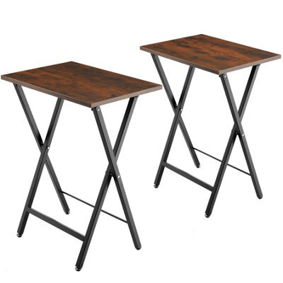 Tectake Bedside Table Phoenix Set Of 2 - Industrial Style, Foldable 2 Industrial Wood Dark, Rustic - image 1