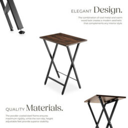 Tectake Bedside Table Phoenix Set Of 2 - Industrial Style, Foldable 2 Industrial Wood Dark, Rustic - thumbnail 3