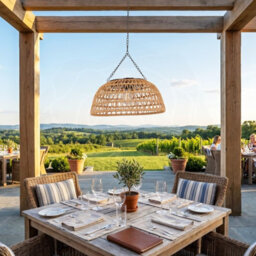 Amorly Solar & Usb Charged Bohemian Rattan Pendant Light, Rustic Hanging Lamp For Farmhouse, Homestay, Restaurant, Bar Decor - thumbnail 7