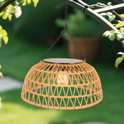 Amorly Solar & Usb Charged Bohemian Rattan Pendant Light, Rustic Hanging Lamp For Farmhouse, Homestay, Restaurant, Bar Decor - thumbnail 1