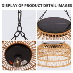 Amorly Solar & Usb Charged Bohemian Rattan Pendant Light, Rustic Hanging Lamp For Farmhouse, Homestay, Restaurant, Bar Decor - thumbnail 5