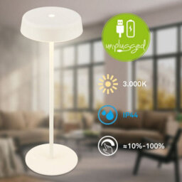 Briloner Led Table Lamp Rechargeable Light Dimmable Cordless Touch Ip44 Outdoor White - thumbnail 3