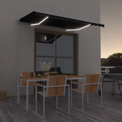 Berkfield Manual Retractable Awning With Led 300X250 Cm Anthracite - image 1
