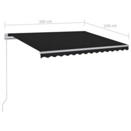 Berkfield Manual Retractable Awning With Led 300X250 Cm Anthracite - thumbnail 7