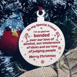 Red Ocean Handmade Friendship Christmas Bauble Gift Wooden Tree Decoration Gift For Friend