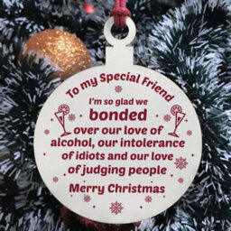 Red Ocean Handmade Friendship Christmas Bauble Gift Wooden Tree Decoration Gift For Friend - thumbnail 3