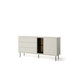 Arte Epiro 4 Elegant Cashmere & Dark Oak Display Sideboard Cabinet - Versatile Storage Solution - W161Cm X H83Cm X D41Cm - thumbnail 1