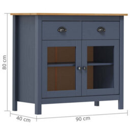 Walplus Sideboard Hill Grey 90X40X80 Cm Solid Pine Wood - thumbnail 4