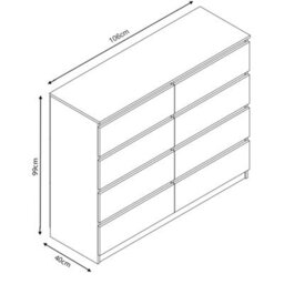 Eco Living Carlton Matt White Chest Of Drawers 8 Drawer Cabinet - thumbnail 3