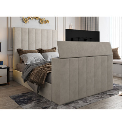 Vogue Upholstered Soft Velvet Line  Pebble Tv Bespoke Bed Frame - image 1