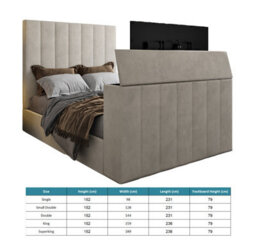 Vogue Upholstered Soft Velvet Line  Pebble Tv Bespoke Bed Frame - thumbnail 6