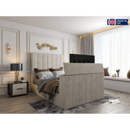 Vogue Upholstered Soft Velvet Line  Pebble Tv Bespoke Bed Frame - thumbnail 7