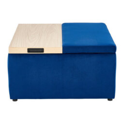 Living And Home Blue Velvet Upholstered Storage Ottoman Footstool With Foldable Panel W 820 X D 715 X H 410 mm - thumbnail 5