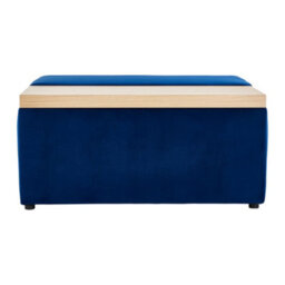 Living And Home Blue Velvet Upholstered Storage Ottoman Footstool With Foldable Panel W 820 X D 715 X H 410 mm - thumbnail 4