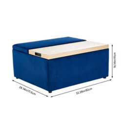 Living And Home Blue Velvet Upholstered Storage Ottoman Footstool With Foldable Panel W 820 X D 715 X H 410 mm - thumbnail 7