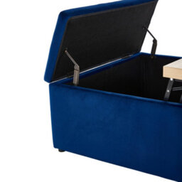 Living And Home Blue Velvet Upholstered Storage Ottoman Footstool With Foldable Panel W 820 X D 715 X H 410 mm - thumbnail 6