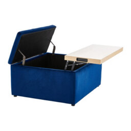 Living And Home Blue Velvet Upholstered Storage Ottoman Footstool With Foldable Panel W 820 X D 715 X H 410 mm - thumbnail 2
