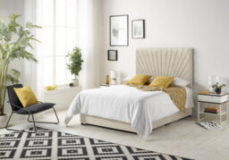 "Somnior Beds Platinum Divan Bed Set With 2 Drawers With Mattress & 30"" Headboard - Tweed Fabric, Natural, 4Ft Small Double" - thumbnail 1