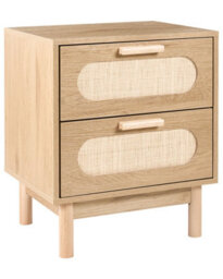 Wyld And Coco Boho Bedside Table Light Brown With Rattan Fronts, 2 Drawers - W48 X D40 X H59Cm - thumbnail 3