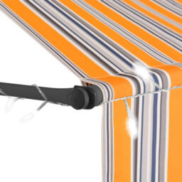 Berkfield Manual Retractable Awning With Led 150 Cm Yellow And Blue - thumbnail 4