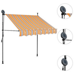 Berkfield Manual Retractable Awning With Led 150 Cm Yellow And Blue - thumbnail 3