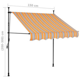 Berkfield Manual Retractable Awning With Led 150 Cm Yellow And Blue - thumbnail 8