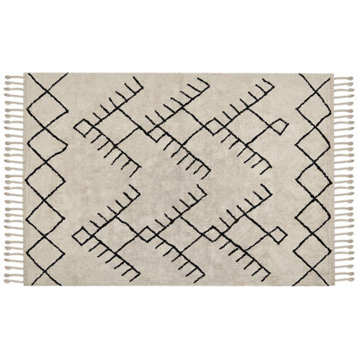 Beliani Rug Erler Light Beige 160 X 230 Cm Cotton - image 1