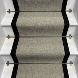 RainbowHome Squirrel Grey Wool Stair Runner With 100% Cotton Black Border 50 650 - thumbnail 2