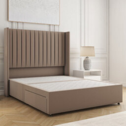 Bsspoke Manhattans Divan Bed Mink Plush Velvet 54Inch Headboard & No Mattress No Drawers In Single Small Double King 4Ft6 6Ft - thumbnail 1