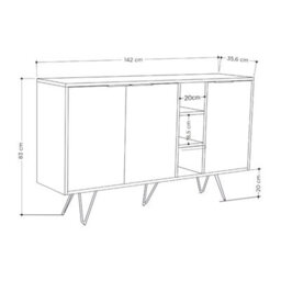 Decortie Clara Sideboard Cabinet Modern Storage Shelves Hairpin Legs Ash Green, Oak 142Cm - thumbnail 3
