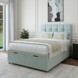 Bedmaster Duck Egg Linen Ottoman Divan Base And Square Headboard King Size - thumbnail 1