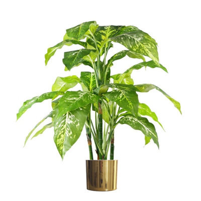 Leaf Large Artificial Plant Tree Gold Planter 100Cm Natural Aglaonema Spotted Botanik - image 1